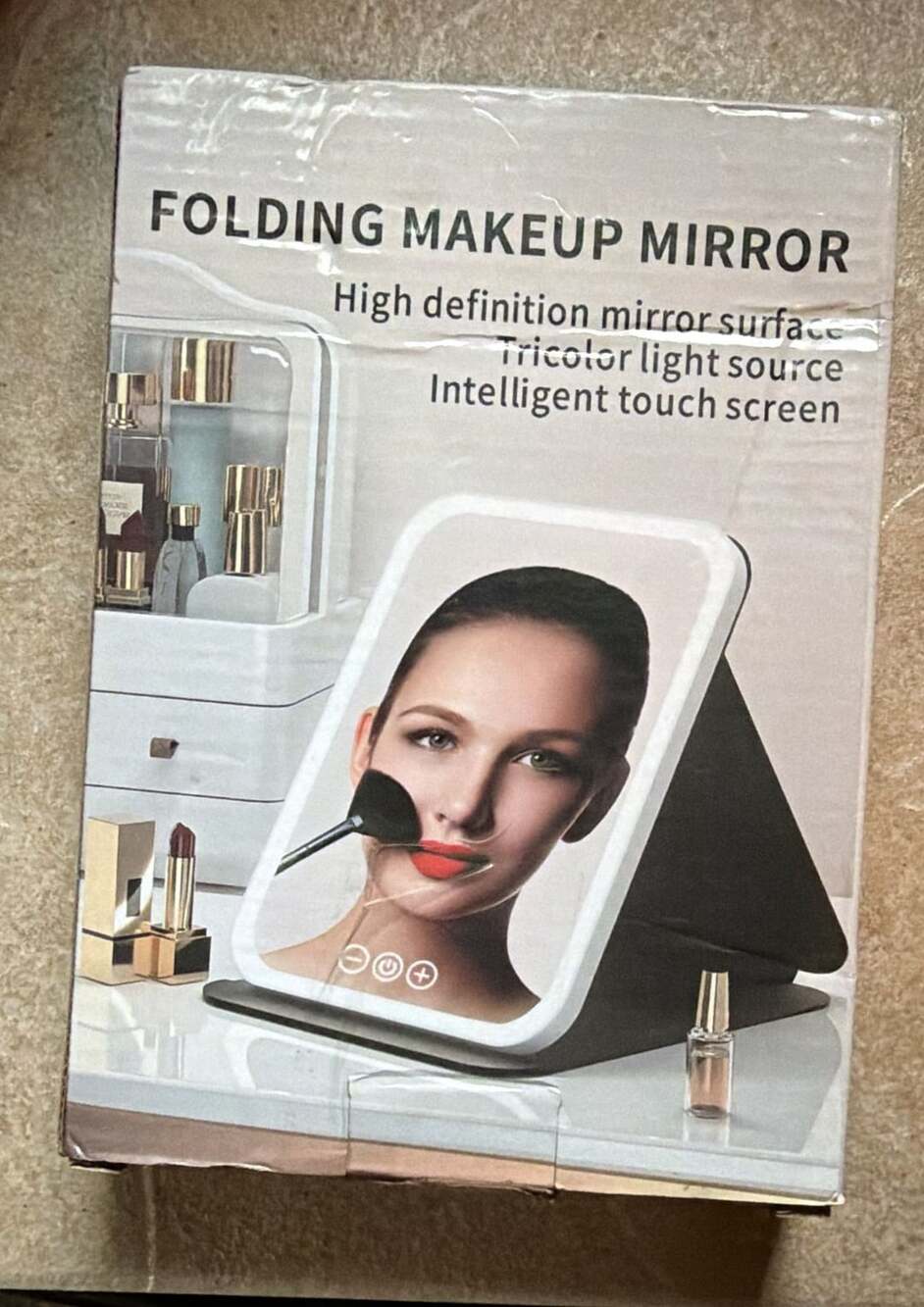 PINK COLOR Folding Makeup Mirror LED Lighted Vanity Mirror